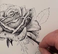 Rose pen drawing free download best rose pen drawing on clipartmag com. How To Draw A Rose In Pen And Ink Online Art Lessons
