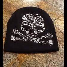 Black Rhinestone Skull Beanie Black Rhinestone Rhinestone Beanie