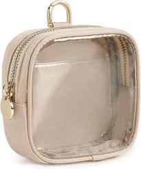 Yarnic Mini Sandy Clear Makeup Bag Transparent Toiletry Bags with Carabiner  Attachable Pouch Cute Cosmetic Bag with Interior Pocket and ring Makeup ...