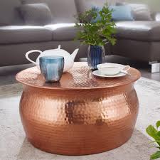 Axel iron coffee table with round hammered copper top. Coffee Table Aram 60x30 5x60cm Aluminum Copper Side Table Oriental Round Flat Hammered Coffee Table Metal Design Living Room Table Modern Lounge Table Indian Stub Table Small Copper Colors Buy Online In Antigua