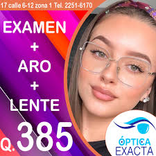 Promoción todo incluido por Q385.00‼️ Válida hasta el 31 de diciembre 2022.  La promoción te incluye: ✓Examen computarizado y manual. ✓Aros. ✓Lente  vidrio blanco o photogray, lente policarbonato blanco o con tratamiento