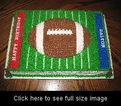 Includes fondant numbers, lines, lettering and goal posts in the end zones. Football Cake Football Nfl Football Birthday Cake Birthday Sheet Cakes Football Cake
