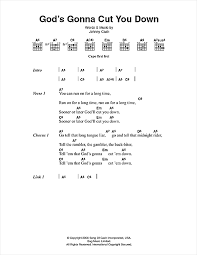 It was first recorded by heavenly gospel singers in 1937, then golden gate quartet in 1946 and first issued in 1947 by the jubalaires. God S Gonna Cut You Down Guitar Chords Lyrics Online Noten Von Johnny Cash Smd 46295