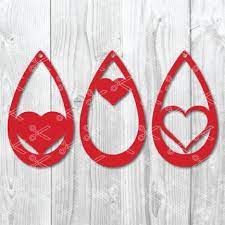 Download Teardrop Earring Heart Svg Dxf Png Cut Files