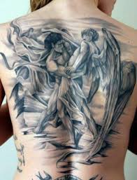 Archangel and demon tattoo on man right half sleeve. 50 Beautiful Angel Tattoos For Men 2021 Devil Demon Archangel