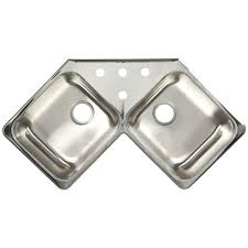 Explore the different types of kitchen sinks, from single bowl to triple bowl sinks. Kindred 20 Gauge Drop In Stainless Steel 43 43 In 4 Hole Corner Double Bowl Kitchen Sink Fcr804bx The Home Depot Double Bowl Kitchen Sink Top Mount Kitchen Sink Corner Sink