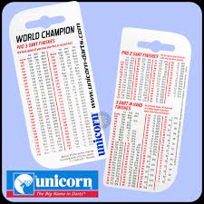 Unicorn Checkout Chart Pocket Size Checkouts Table With 2 And 3 Dart Finishes 2 Sided
