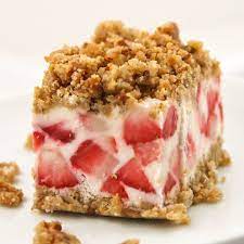 Frozen Strawberries And Cream Dessert Recipe Pip And Ebby Recipe Desserts Cream Desserts Recipes Crunch Cake