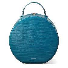 Travelling Hat Box In Topaz Small Croc Aspinal Of London