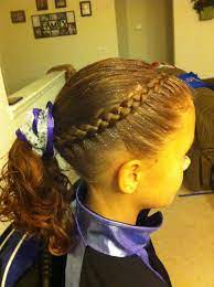 Dutch Braid As A Headband Into A Ponytail Competition Hair Gymnastics Hair Hair Styles