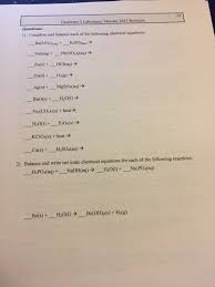 Classification of chemical reactions chemistry worksheet key / synthesis and decomposition reactions worksheet answers : Solved Complete And Balance Each Of The Following Chemica Chegg Com