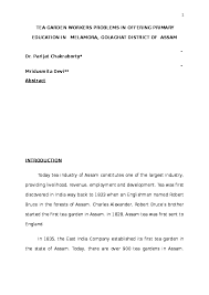 We have prepared a job application letter structure with common phrases for you to help you compose the letter and ensure you use the right tone. Doc Tea Garden Workers Problems In Offering Primary Education In Melamora Golaghat District Of Assam Parijat Chakrabarty Academia Edu