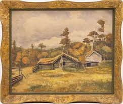 ALBERT EKSTRÖM. Farm motif, oil on Board, signed and dated. Art ...