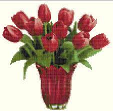 54.43 cm x 36.29 cm (21 3/8 x 14 1/4 in) colors: Mannabells Cross Stitch Patterns Tulip Bouquet 02 Free Cross Stitch Pattern