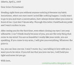 Contoh surat resmi dalam bahasa inggris (2). Surat Cinta Bahasa Inggris