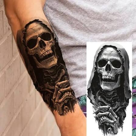 1pc halloween evil death skull temporary tattoo realistic - Temu Mauritius