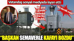 May 20, 2021 · vezirköprü ilçesinin girişinde 2017 yılında yapılan yaklaşık 5 metrelik yassı semaver anıtı, son günlerde sosyal medyada eleştiri konusu oldu.i̇lçeye özgü coğrafi işaret tescili. Vatandas Sosyal Medyada Isyan Etti Baskan Semaverle Kafayi Bozdu