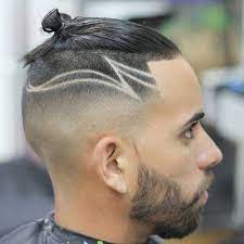 Shaved Sides Line Up Design Half Bun Menshairstyles Man Bun Haircut Man Bun Hairstyles Man Bun Styles