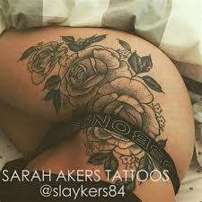 Owl and skull tattoo with one liner quotes design on thigh for women. Rose Tattoos On Upper Thigh Tattoideas Hip Thigh Tattoos Thigh Tattoo Designs Leg Tattoos