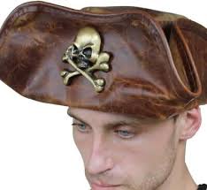 Jolly Roger Antique Pirate Hat Brass Stud