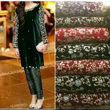 Embroidered Velvet Kameez With Jamawar Trousers Velvet Kameez Dress Fashion Jamawar Pakistanisuit Velvet Dress Designs Fancy Dresses Party Wear Dresses