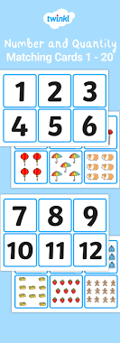 Number And Quantity Matching Cards 1 20 Matching Cards Math Games For Kids Home Education Uk