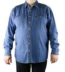 Chemise fashion grande taille de qualité, tissu 100% coton, prix sympas. Chemise Jean Bleu Grande Taille Homme Western De Duke
