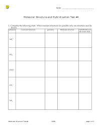 Molecular Structure And Hybridization Test 4