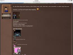 Um eclipse solar tem uma chance de 5*1/20 (5%) de ocorrer em qualquer amanhecer particular. The Solar Eclipse Medallion Terraria Community Forums