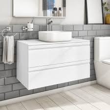 If your bathroom is too small, you should reconsider the countertop, unless you love it too much and you there are no rules when it comes to placing a mirror on the wall above the washbasin unit. 900mm White Wall Hung Countertop Vanity Unit With Basin Boston Appliances Direct