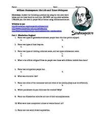 William Shakespeare Webquest Answer Key This Is A Two Page Webquest On William Shakespeare S Life And Times Webquest Shakespeare S Life William Shakespeare
