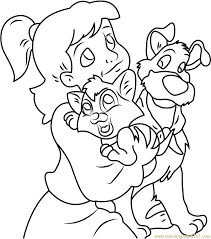 Oliver and dodger are afraid. Oliver And Dodger With Jenny Coloring Page For Kids Free Oliver Company Printable Coloring Pages Online For Kids Coloringpages101 Com Coloring Pages For Kids