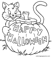 Halloween cats cute hallween cat playing with a bat. Free Printable Halloween Cat Coloring Pages Halloween Cats Coloring Pages Coloring Pages For Kids And Adults