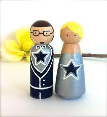 Dallas Cowboys Custom Wedding Cake Topper Peg Dolls Dallas Cowboys Fans Team Colors