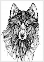 Easy mandala coloring page for adults to color online or print at home. Wolf And Mandala Moon Wolves Adult Coloring Pages