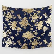 All navy artwork ships within 48 hours choose your favorite navy designs and purchase them as wall art, home decor, phone cases, tote. Elegant Vintage Navy Blue Faux Gold Flowers Wall Tapestry By Pink Water Society6