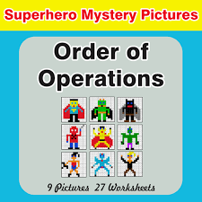 Printable worksheets and task cards for teaching order of operations. Order Of Operations Color By Number Superhero Mystery Pictures Teaching Resources