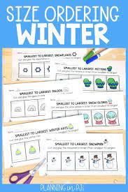 Winter Size Ordering Bundle From Smallest To Largest Elementary Math Winter Theme Kindergarten Games