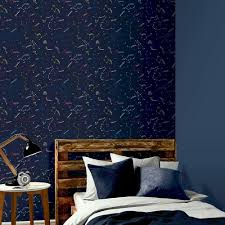 Choose from feature wall or modern wallpaper for your bedroom from wilko. Arthouse Space Rocket Constellation Star Wallpaper Kids Bedroom Navy Blue 697900