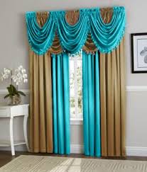 Hyatt Curtain Set Aqua Blue Gold Cortinas Colgadas Cortinas Azules Cortinas Elegantes