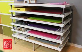 Ikea Hack For Flat Storage Could Be Good For Storage Rolls Of Fabric Horizontally Too Perhaps In Your Sewing Ikea Table Tops Linnmon Table Top Paper Storage