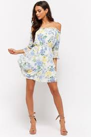 Floral Print Off The Shoulder Mini Dress Forever 21 Mini Dress Dresses Casual Dresses