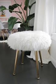How to make a faux fur foot stool: Make A Furry Stool With Gold Legs In Minutes A Beautiful Mess