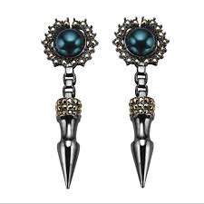 Mawi Punk Rajah large spike and cabochon pearl earrings
