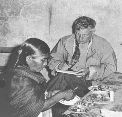 María Sabina and Gordon Wasson during their pivotal 1955 ethnobotanical field study, AI generated