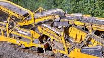 Railway Ballast Cleaning Machine on a high-speed railway line