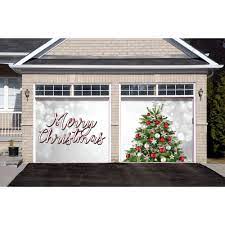 7 X 8 Green And Red Merry Christmas Tree Split Car Garage Door Banner Garage Door Christmas Decorations Christmas Door Decorations Christmas Window Decorations