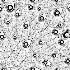 38+ peacock feather coloring pages for printing and coloring. Peacock Feather Vector Seamless Monochrome Black White Decorative Pattern With Bird Feathers Design For Background Wallpaper Coloring Book Wrapping Paper Or Decoration Elements Royalty Free Cliparts Vectors And Stock Illustration Image 73578628