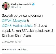 Nasib futsal di sukan sea 2017 di awang awangan arena futsal malaysia. Harimaumalaya Tak Jadi Bukit Jalil Final Acara Bola Sepak Sukan Sea Akan Berlangsung Di Std Shah Alam Harga Tiket Kekal Rm21 20 Klik Share Untuk Pengetahuan Rakan2 Facebook