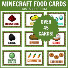 Yes, i'm doing this mom thing twice. Minecraft Food Cards Party Printables Printabelle